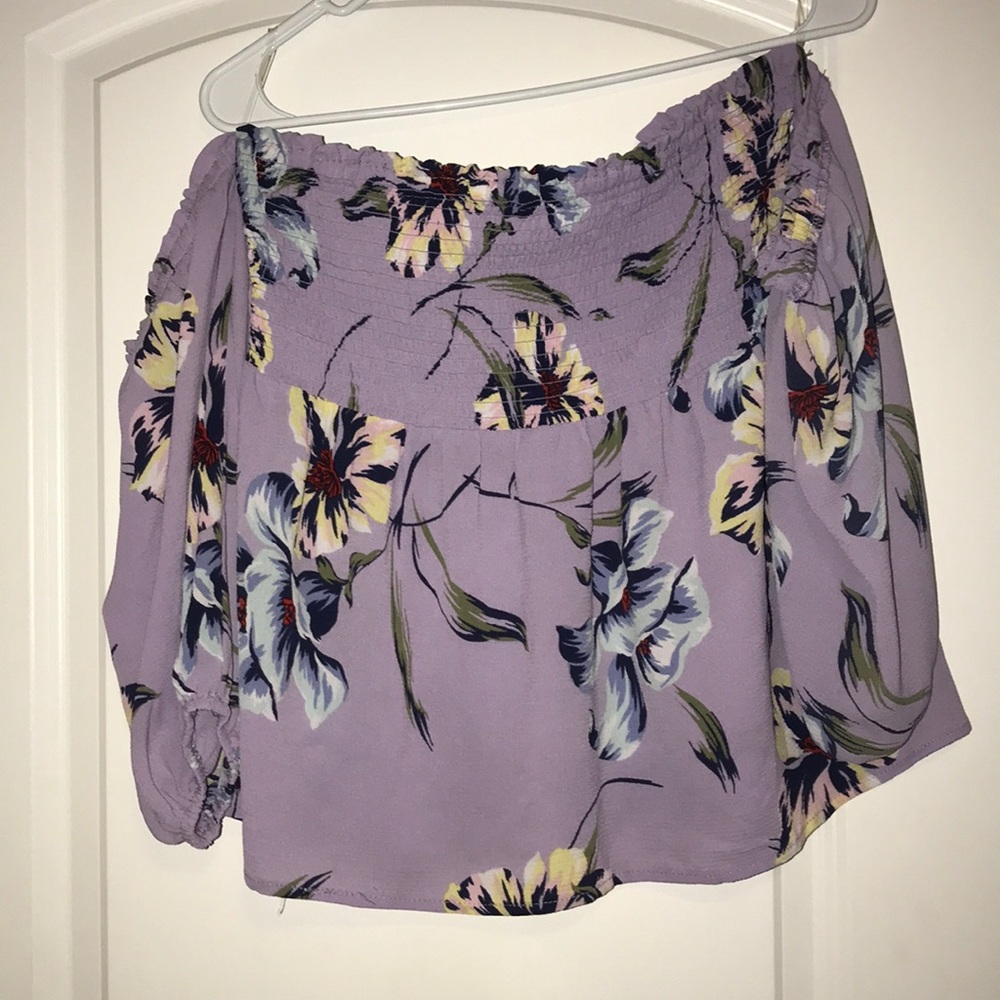 Purple floral blouse